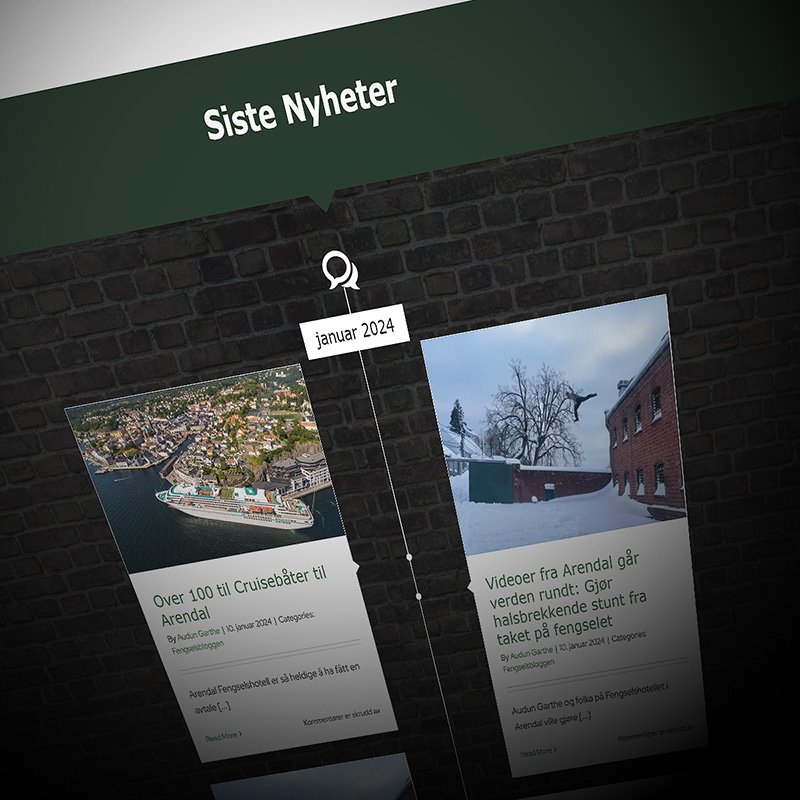 Skjermbilde fra nyheter siden til fengselshotellet i Arendal